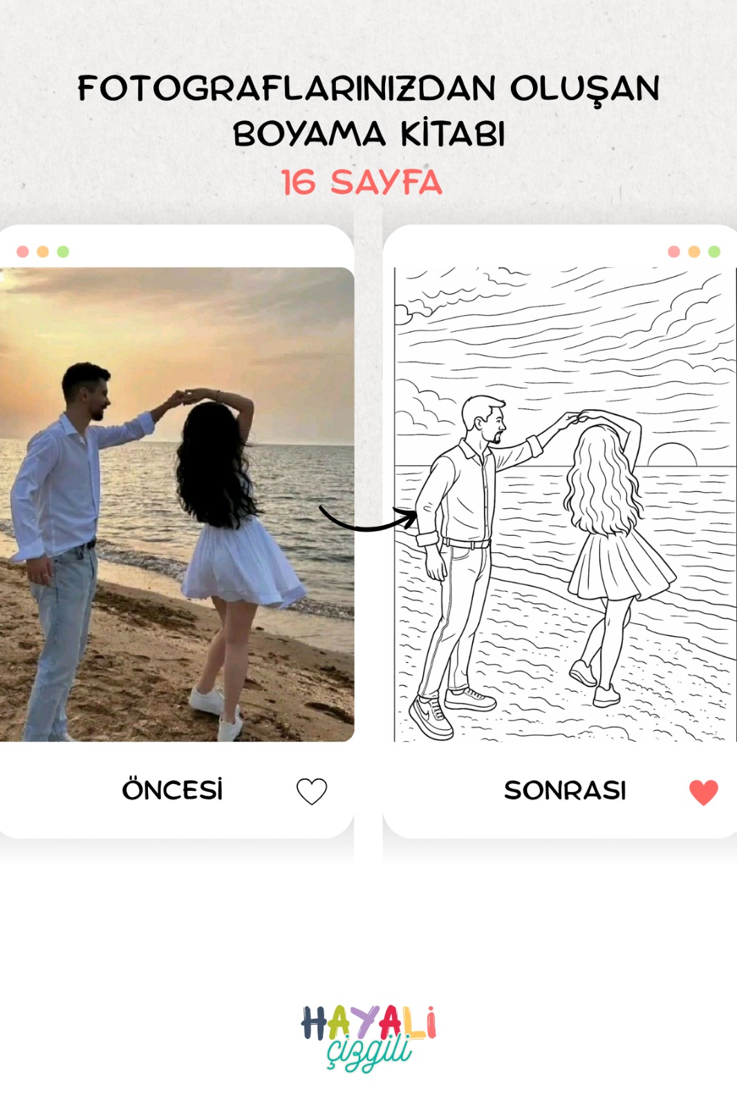 Kişiye özel boyama sayfası tasarım örneği